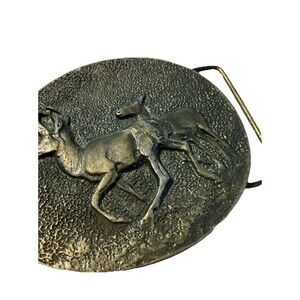 Vintage Tiffany Studio New York Brass Deer Belt Buckle #BC238 Hunting Western